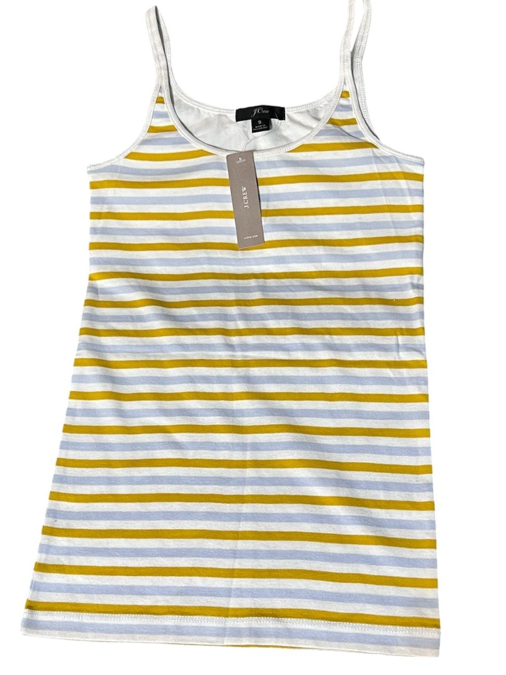 J.Crew Girls Size S 6/7 Striped Camisole Tank Top Mustard Blue White New